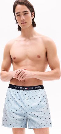 Tommy Hilfiger Mens Allover Flag Print Woven Boxer - Blue - L