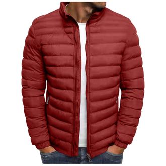 Generic Men Down Jacket Long Sleeve Warm Padded Coats Lightweight Quilted Coat Mens Zip Puffer Jackets with Zipper Pockets Hiking Outwear Winter Warm Oversize
