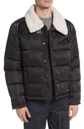 Noize Vroni Mixed Media Puffer Jacket in Black at Nordstrom Rack, Size Xx-Large