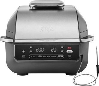 Ninja 5 En 1 Freidora De Aire Y Parrilla De Interior, 5 Funciones De Cocci&oacute;n Sin Humo, Cocina Hasta 4 Hamburguesas, Capacidad De 5,7 L, Incluye Term&oacute;metro D
