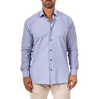 Maceoo Fibonacci Marthy Contemporary Fit Button-Up Shirt in Grey at Nordstrom, Size 5