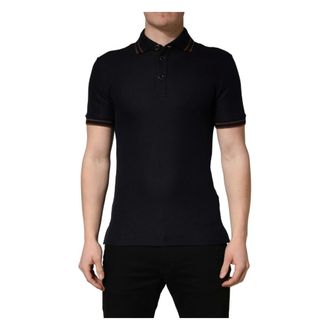 Dolce & Gabbana Polo Shirts, male, Blue, Size: S Silk Polo T-shirt