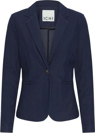 Ichi Denim Blazer Donkerblauw Klassieke Stijl - Dames - Blazers - Blauw - S - Denim - Jassen