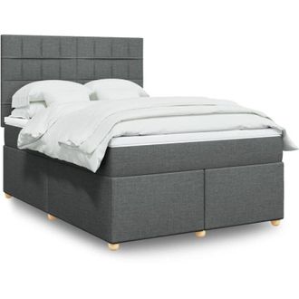 vidaXL Vidaxl - Cama Box Spring Con Colch&oacute;n Tela Gris Oscuro 140x190 Cm