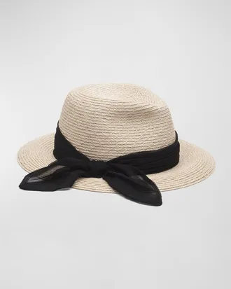 Eugenia Kim Lillian Woven Fedora Hat w/ Scarf Band