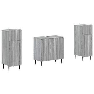 vidaXL Juego De Gabinete De Ba&ntilde;o De 2 Piezas Zwolle Sonoma Gris Vidaxl