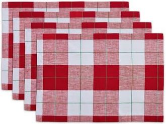 Solino Home Linen Placemats Set od 4, 14 x 20 Inch for Dining Table, Holiday and Everyday Table Decor - Very Merry Plaid at Nordstrom, Size Medium