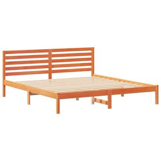 Berkfield Home with Headboard Wax brown 180 x 200 cm Solid pine wood