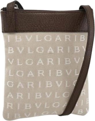 Bulgari Pre-owned Cross Body Bags, female, Beige, Size: ONE SIZE Pre-owned Vintage Canvas Shoulder Bag