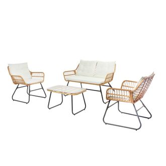 Concept Usine Conjunto de muebles de jard&iacute;n 4 plazas efecto rat&aacute;n