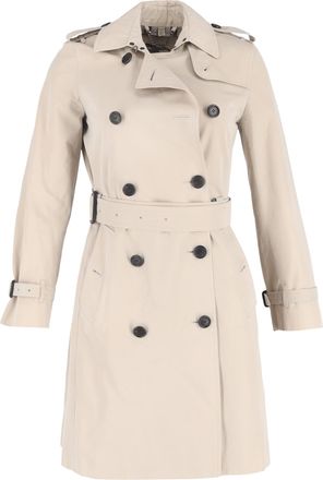 Burberry Pre-owned Womens Belted Double-Breasted Trench Coat in Beige Cotton - Size 8 UK