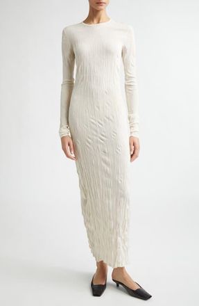 Toteme Crinkled Long Sleeve Column Sweater Dress in Pale Apricot at Nordstrom, Size Xx-Small