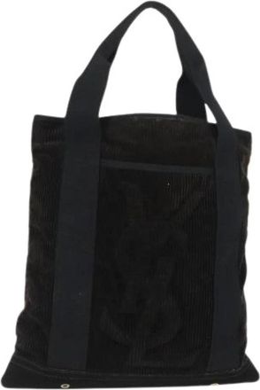 Saint Laurent Pre-owned Corduroy Tote Bag - Dames - Vintage Shopper - Blauw - ONE Size - Vintage