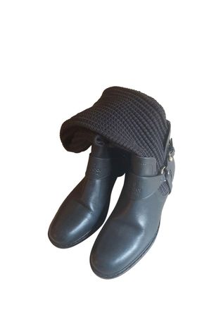 Gucci Grey Leather & Knit Boots Size 38
