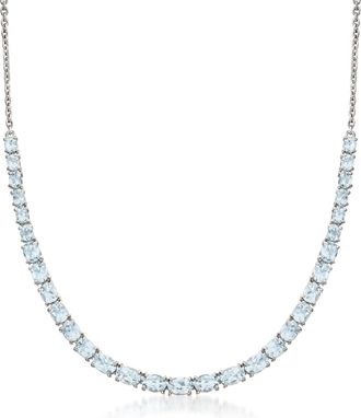 Ross-Simons Aquamarine Graduated Collar Necklace in Sterling Silver