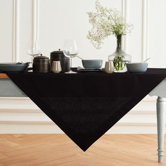 Solino Home Cotton Linen Table Throw - Dru, 52 x 52, 52 x 52 in Black at Nordstrom, Size Small
