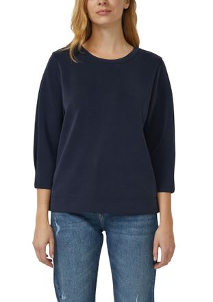 s.Oliver Sweatshirt S.OLIVER, Damen, Gr. 34, navy, Sweatware, Obermaterial: 47% Modal, 41% Polyester, 12% Elasthan, unifarben, bequem h&uuml;ftbedeckend, Rundhals, 