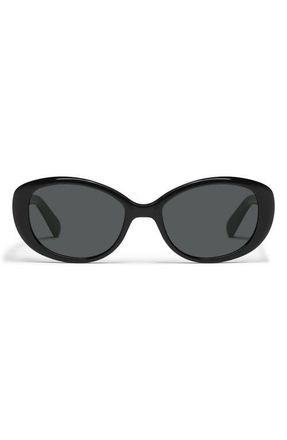 Quay On Brand 55mm Round Sunglasses in Black/Smoke at Nordstrom