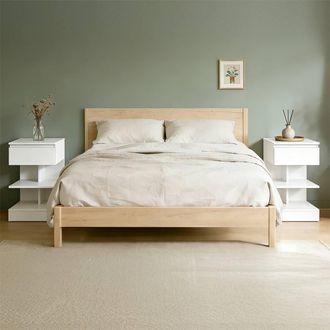 SoBuy Set of 2 Modern Nightstand - 1 Drawer & 2 Shelves - H65cm in White