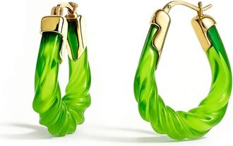 Gold & Honey Womens Rope Twist Oval Lucite Birthstone Hoop Earrings In August - Peridot