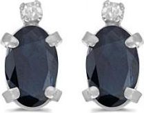 Allurez Oval Blue Sapphire and Diamond Studs Earrings 14k White Gold (1.12ct)