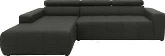 Domo Collection Ecksofa »Brandon grosse Ausführung B/T/H: 289/177/80 cm, auch in Leder und Cord« mit Kopfteilverstellung, wahlweise Sitztiefenverstellung, L-Form