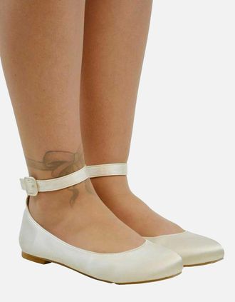 XY London Womens XY London Womens/Ladies Kimmie Ankle Strap Ballerina Flats - Cream - Size: 7