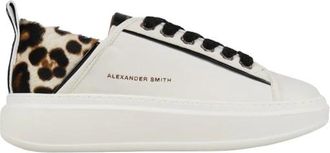 Alexander Smith Wembley Donna in wit leer en hak in gevlekte ponyhaar - Dames - Sneakers - Wit - 40 EU - Leer - Schoenen