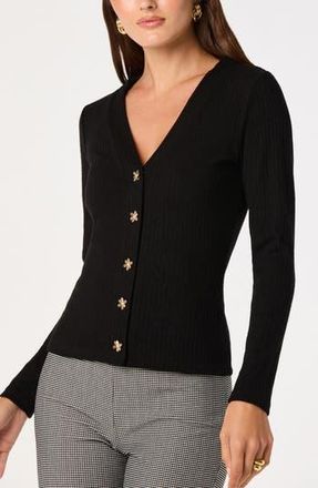 ASTR the Label McKenzie V-Neck Cardigan in Black at Nordstrom Rack, Size X-Large