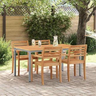 vidaXL vidaXL Tavoli da esterno Naturale e Grigio 150 x 90 x 75 cm