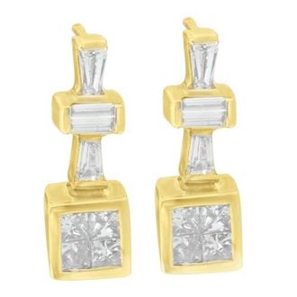 House of Brilliance 14K Yellow Gold 1 1/3 cttw Diamond Hoop Earrings at Nordstrom