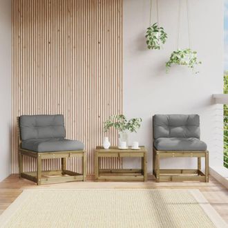 vidaXL Sof&aacute;s De Jard&iacute;n Con Cojines 2 Uds Madera Impregnada De Pino Vidaxl