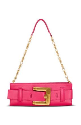 Balmain Anthem calfskin leather clutch in Pink at Nordstrom