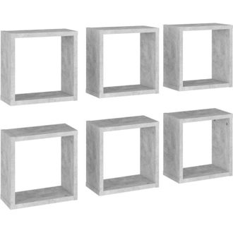 vidaXL Estantes Cubo De Pared 6 Unidades Gris 30x15x30 Cm Vidaxl