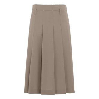 Tela Pliss&eacute; Midi Rok - Dames - Rokken - Beige - Maat: XS Wol