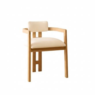 Wabi Home Silla de comedor tapizada de madera maciza