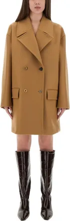 Moschino Beige Notched Lapel Trench Coat