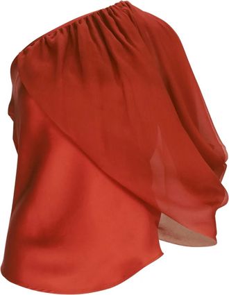 Silvia Tcherassi Blusa Adil monospalla con drappeggio - Rosso