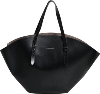 Brunello Cucinelli Black Leather Logo Shoulder Strap Shopping Tote Womens Bag (Pre-Owned)