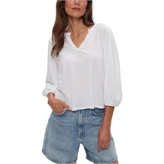 Michael Stars Gabi Top Womens One Size 0-12 White Puff Sleeve Blouse DDR 21