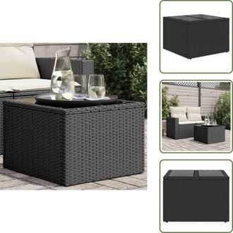 vidaXL Acciaio verniciato - vidaXL Tavolo da giardino con piano in vetro nero 55x55x37 cm in polyrattan - Copertura impermeabile
