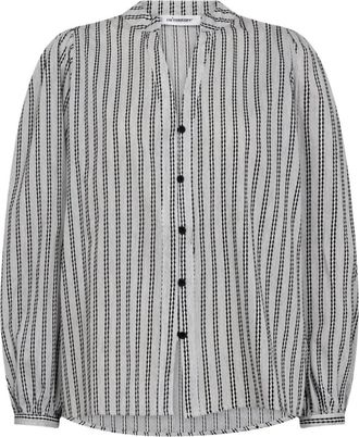 Co'Couture Chique Zwart-Witte V-Shirt - Dames - Overhemden - Grijs - S - Katoen - Overhemden