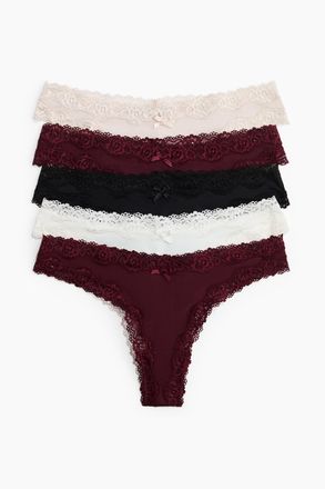 H&M 5er-Pack Brazil Slips aus Mikrofaser und Spitze - Red