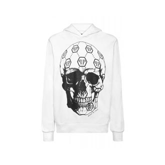 Philipp Plein Hoodies & sweatvesten, Heren, Wit, L, Katoen, Hoodie Sweatshirt Skull
