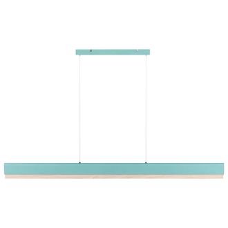 Beliani L&aacute;mpara Led Colgante Lineal De Metal 120 Cm Estilo Escandinavo Moderno Pantalla De Madera Menta Y Marr&oacute;n Claro Mara