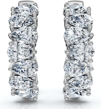 Pompeii3 2 - 6 Ct Pear Shape Diamond Hoops 14k Gold Lab Grown Womens Earrings