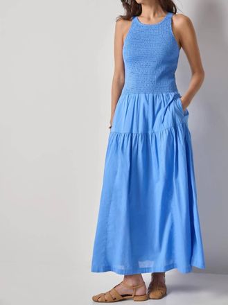 Lilla P Smocked Bodice Maxi Dress In Ultramarine
