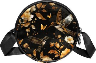 Generic Circle Crossbody Bag for Women, Colorful Butterfly Small Sling Bag Daypack with Zipper Adjustable Shoulder Straps Casual Ladies Girls Round Purse