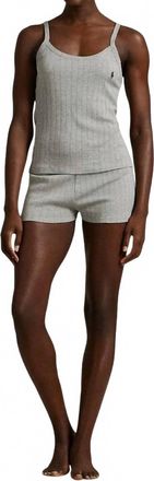 Polo Ralph Lauren Pointelle Cami & Short Sleep Set In Heather Grey