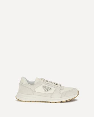 Prada Bicolor canvas and suede Prax Sneakers Male 8.5